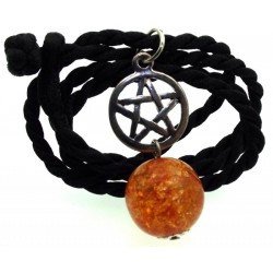 16mm Orange Coloured Crackle Quartz Sphere Pentacle Pendant